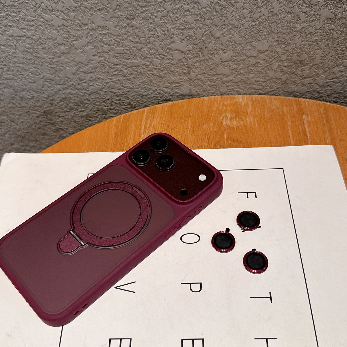 Magnetic Metal Stand Case With Glass Camera Lens For iPhone
