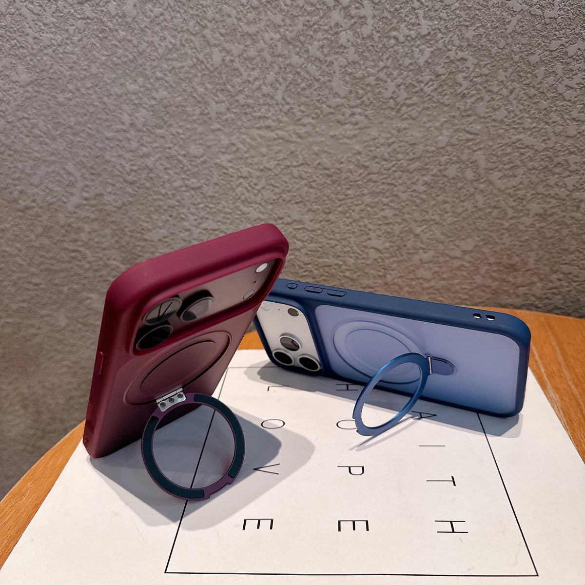 Magnetic Metal Stand Case With Glass Camera Lens For iPhone