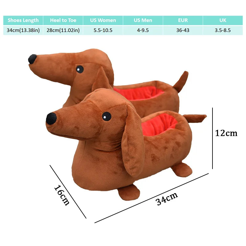 Dachshund Plush Slippers – Cute Non-Slip Indoor Shoes