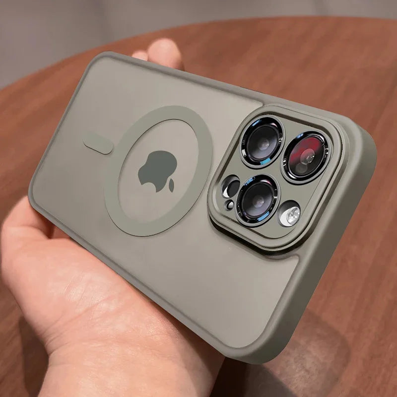 Gray Color Magnetic Matte Translucent Shockproof Case For iPhone