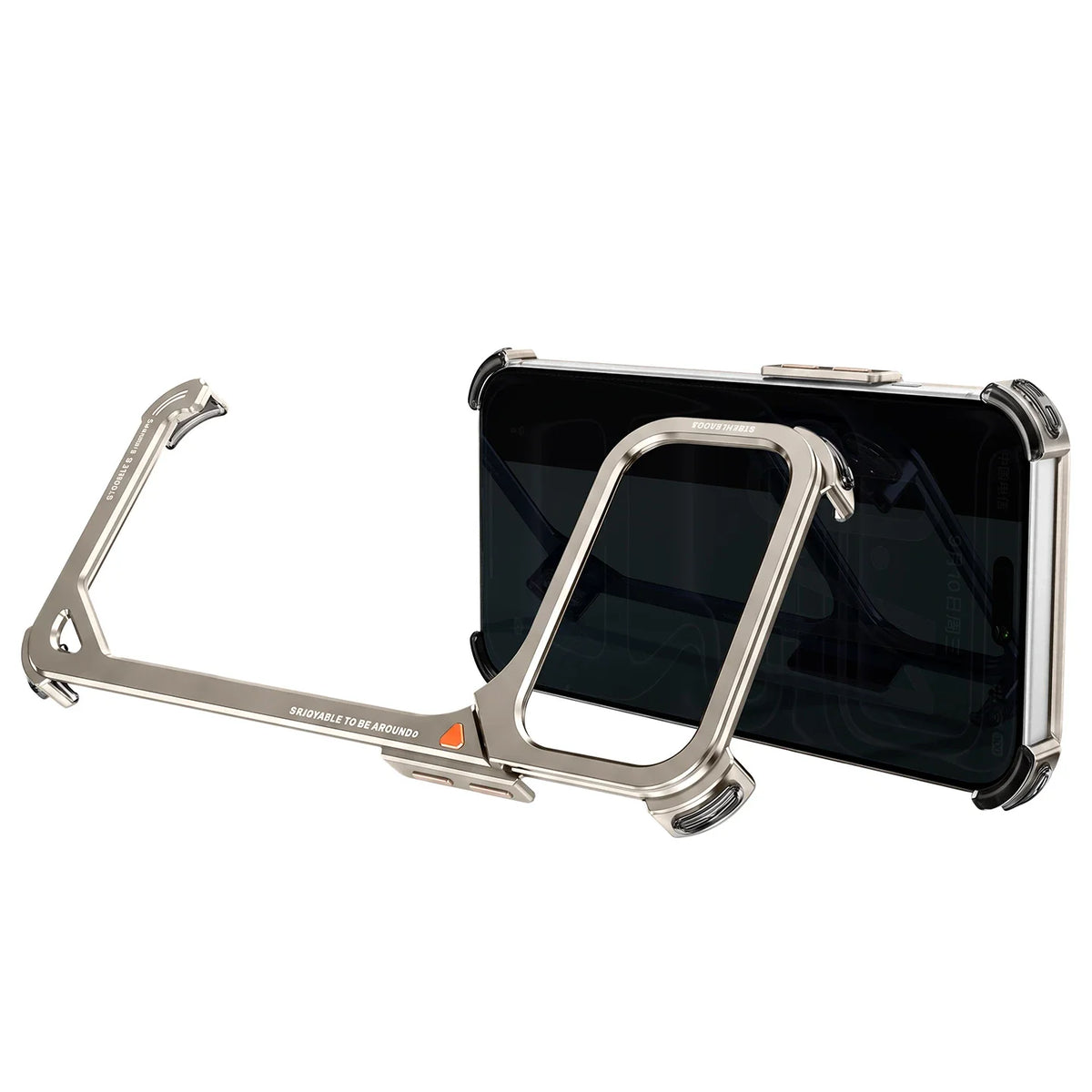 Silver Color Aluminum Shockproof Bumper Case With Camera Kickstand