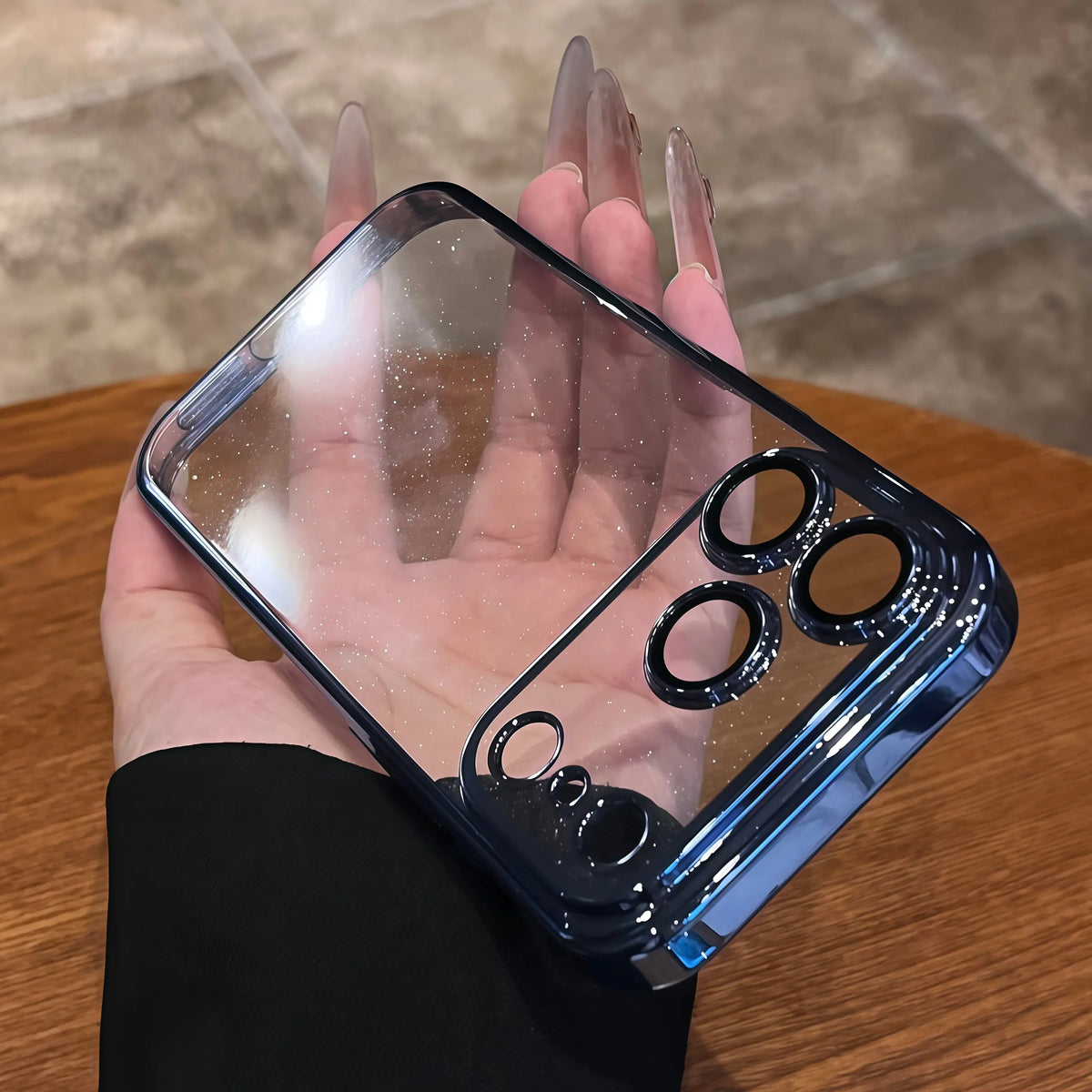 Ultra Slim Glitter Clear Phone Case With Lens Guard