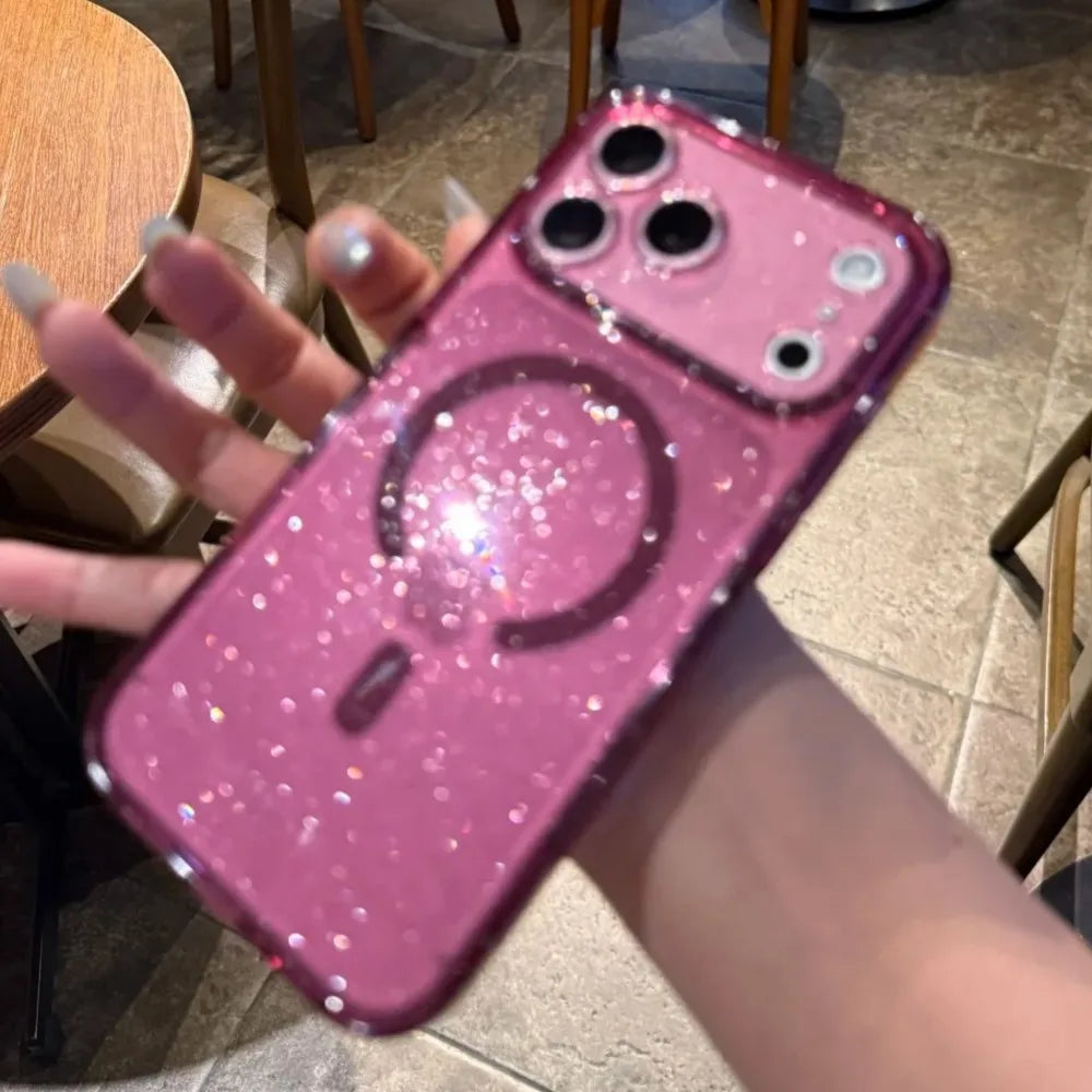 Clear Glitter Silicone MagSafe iPhone Case Shockproof