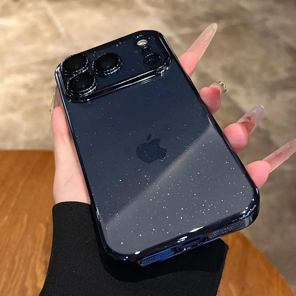 Ultra Slim Glitter Clear Phone Case With Lens Guard