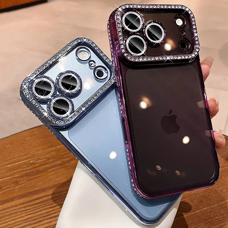 Crystal Lens Frame Bumper Phone Case For iPhone