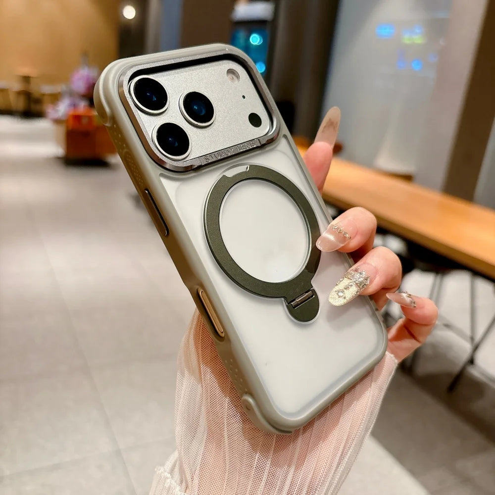Grey Color MagSafe Magnetic Ring Stand Case For iPhone – Matte Armor