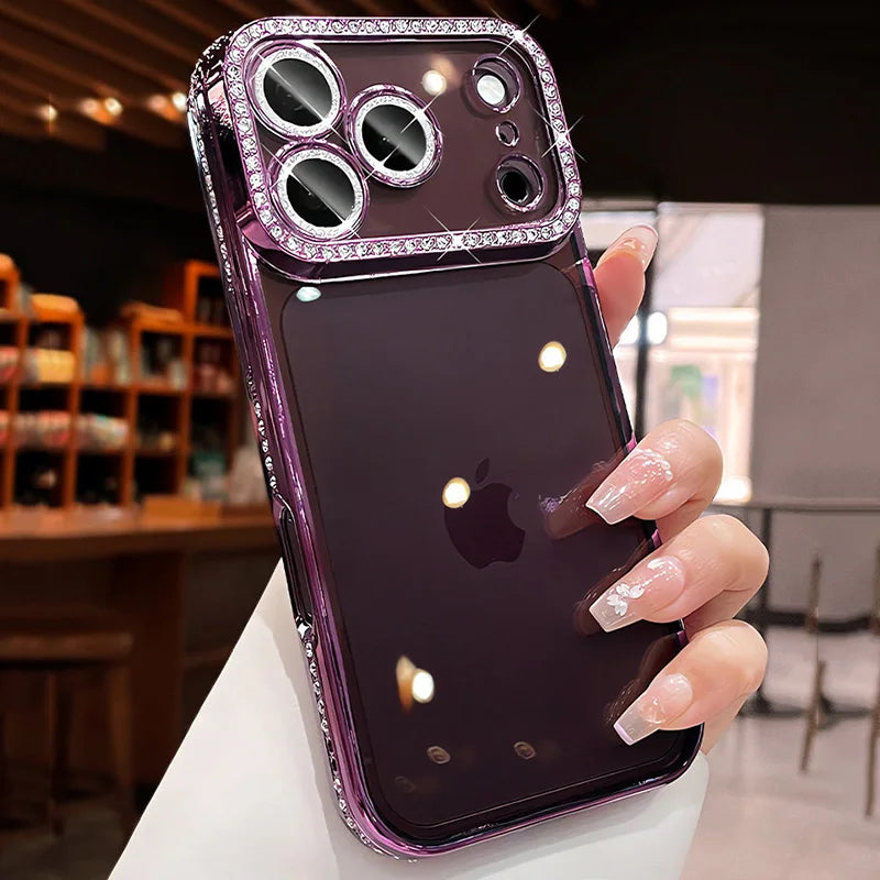 Crystal Lens Frame Bumper Phone Case For iPhone