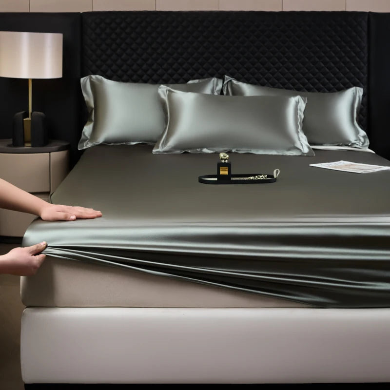 Satin Fitted Sheet Mattress Cover With Deep Pocket Elastic