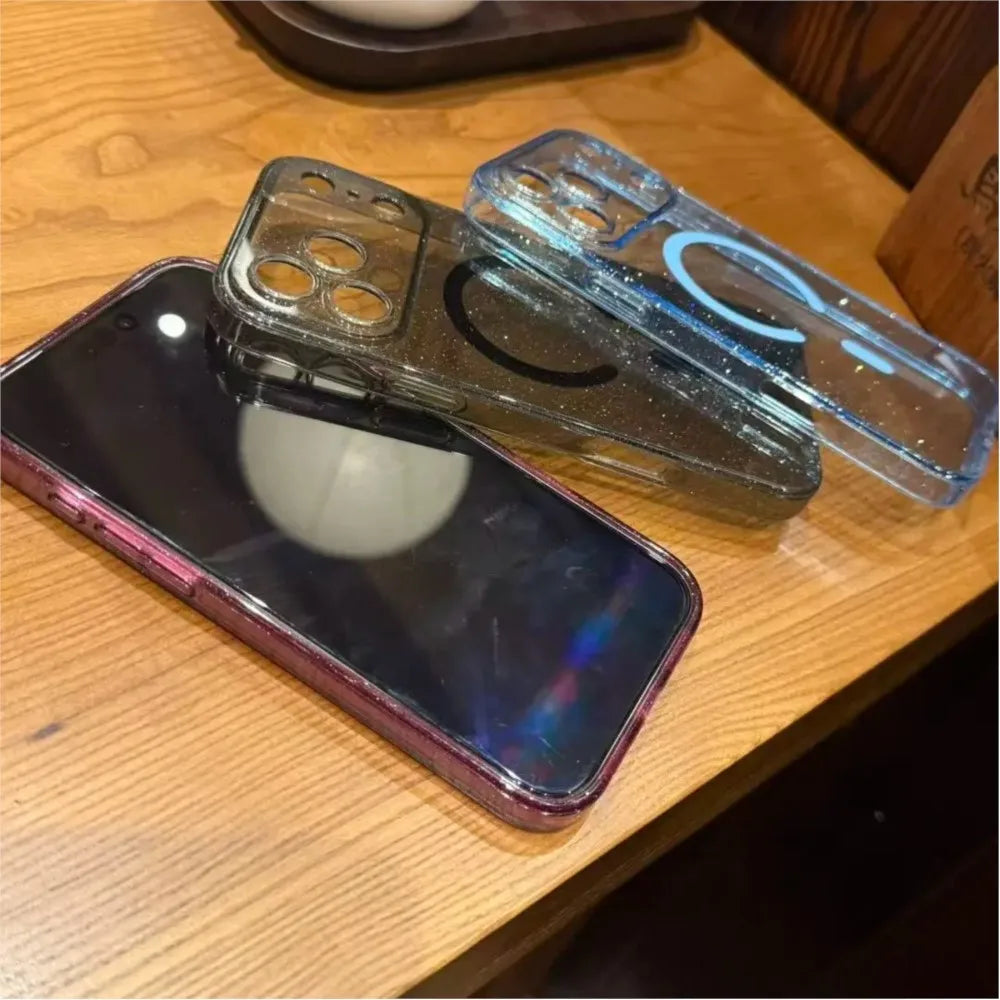 Clear Glitter Silicone MagSafe iPhone Case Shockproof