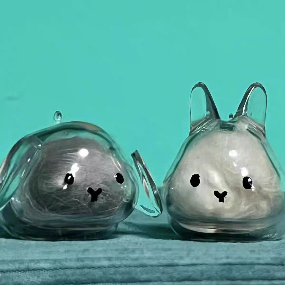 2 Pcs Rabbit fur storage box pendant