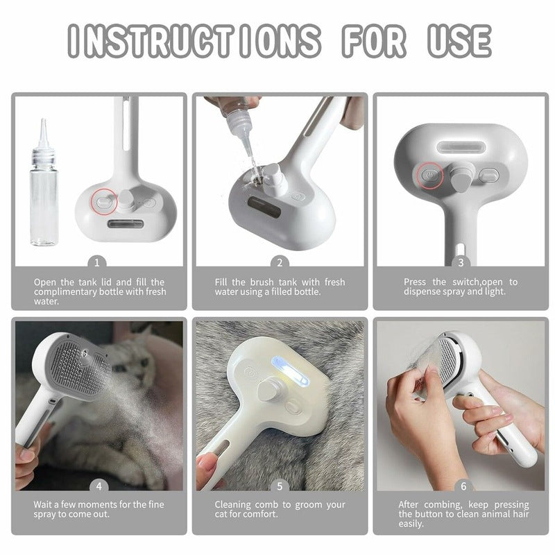 Spray pet brush for shedding