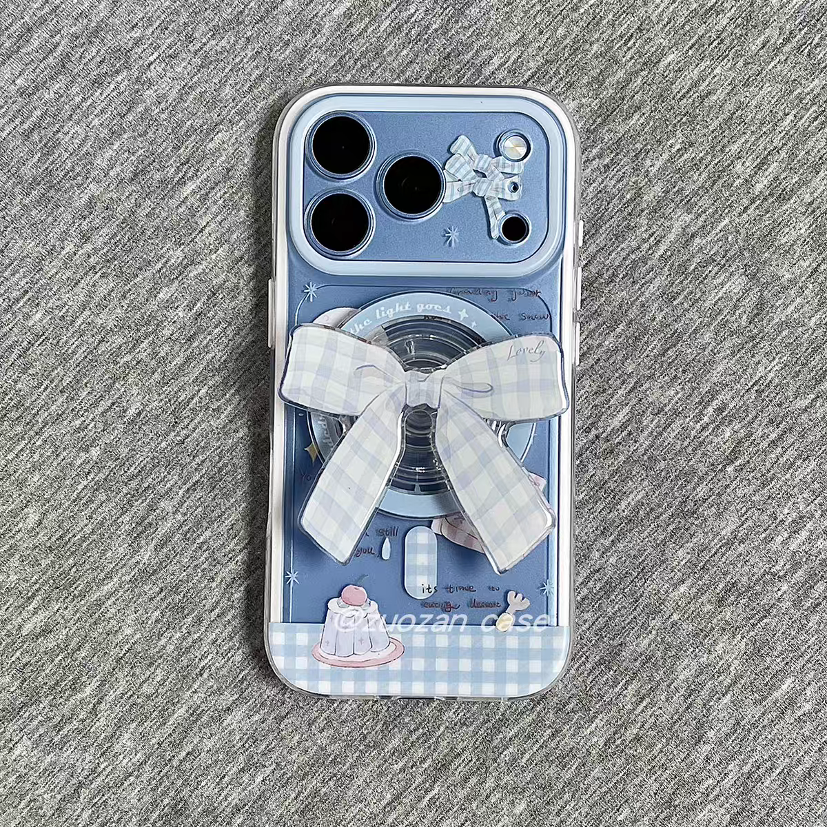 Super Cute Blue Bow Strong Magnetic Back Sticker for iPhone
