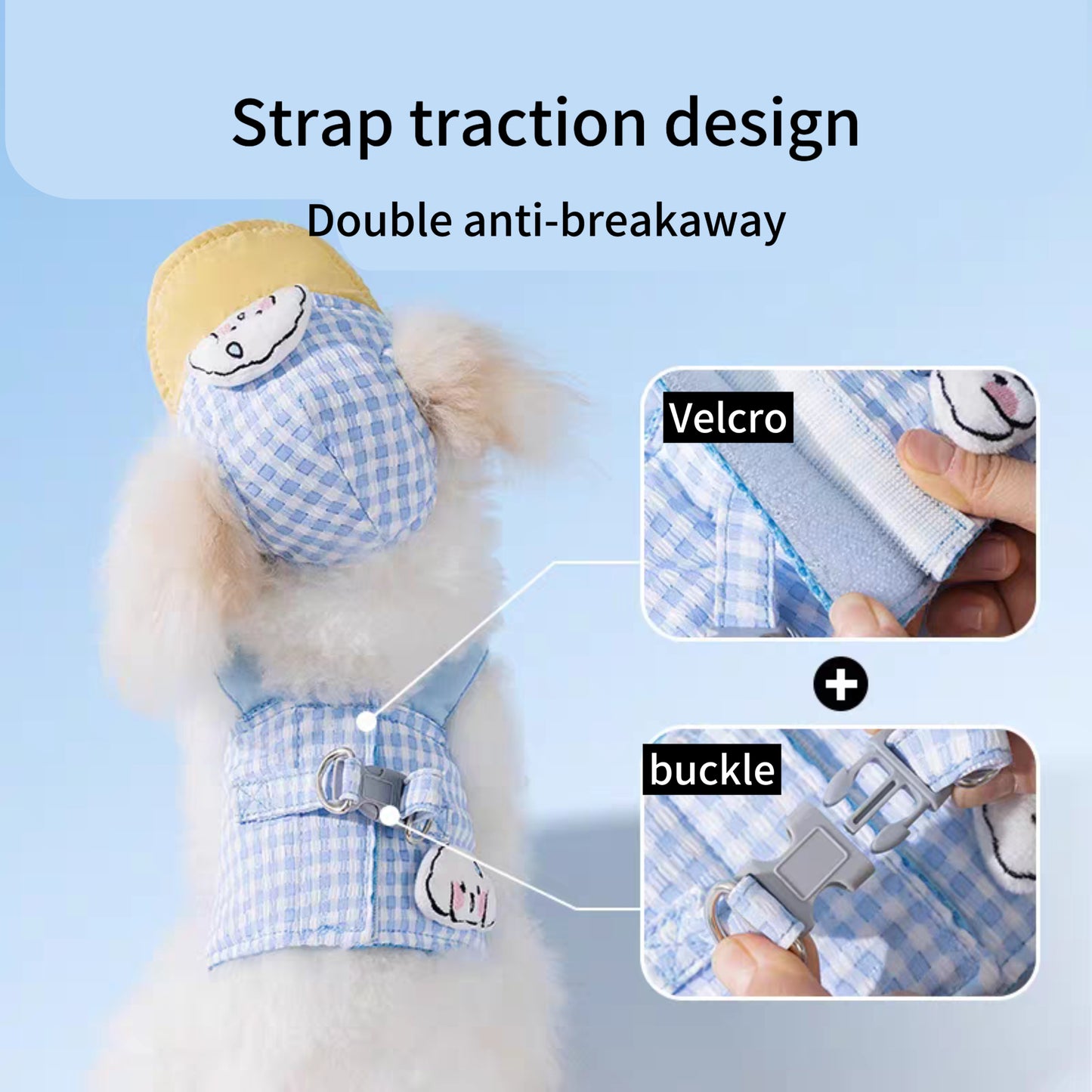 Cute pet harness with hat