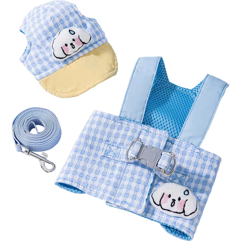 Cute pet harness with hat