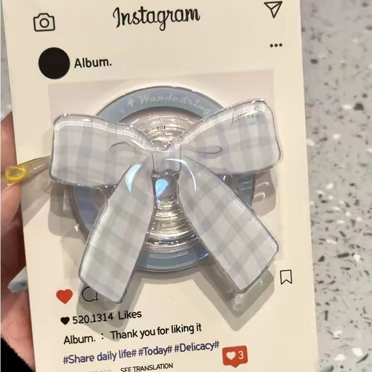 Super Cute Blue Bow Strong Magnetic Back Sticker for iPhone