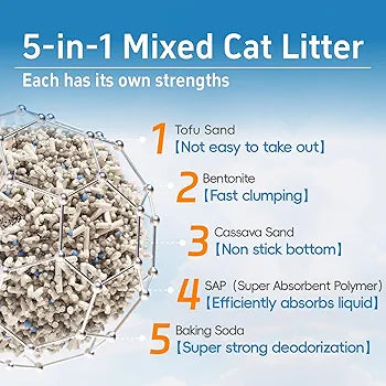 5 in 1 mixed deodorizing cassava cat litter