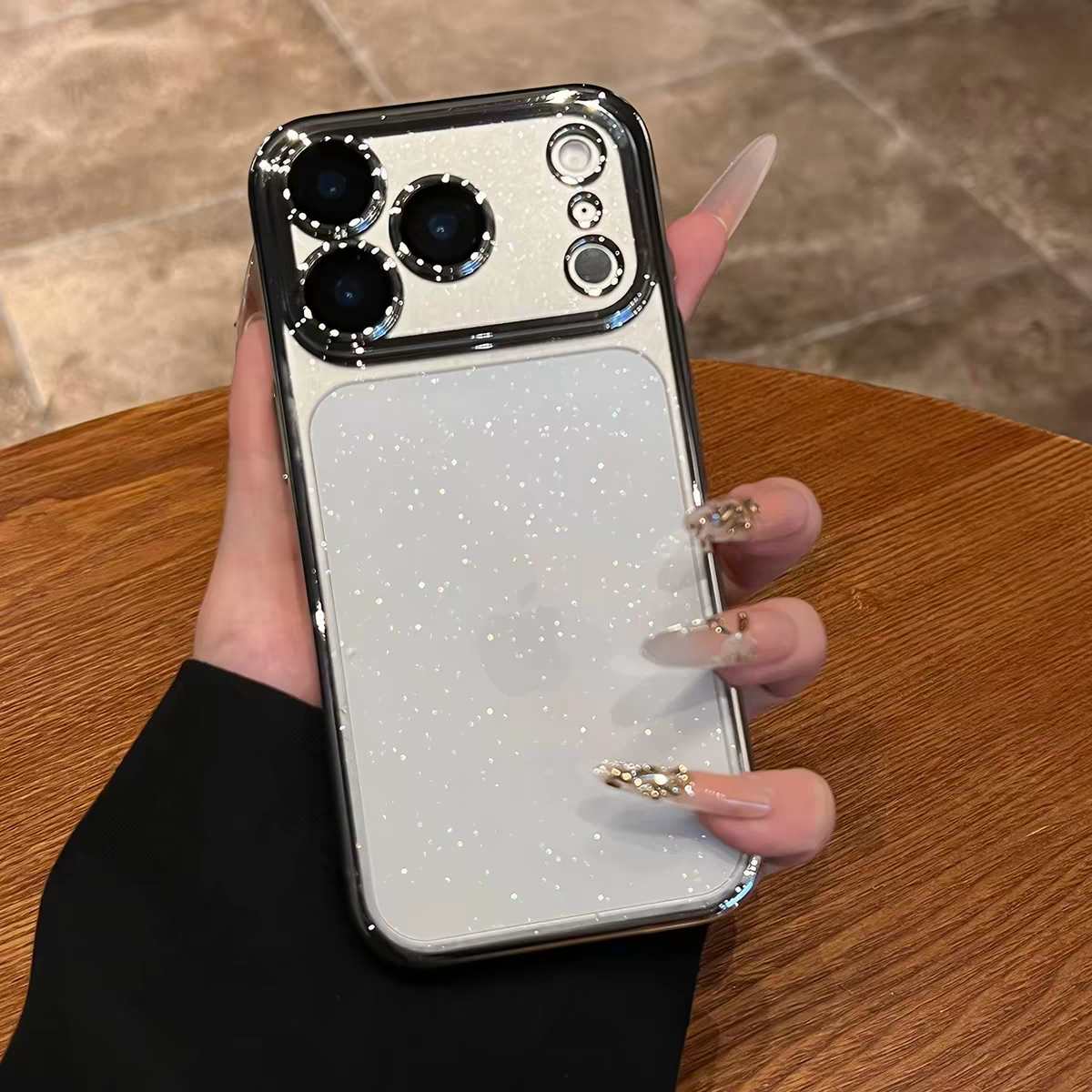 Ultra Slim Glitter Clear Phone Case With Lens Guard