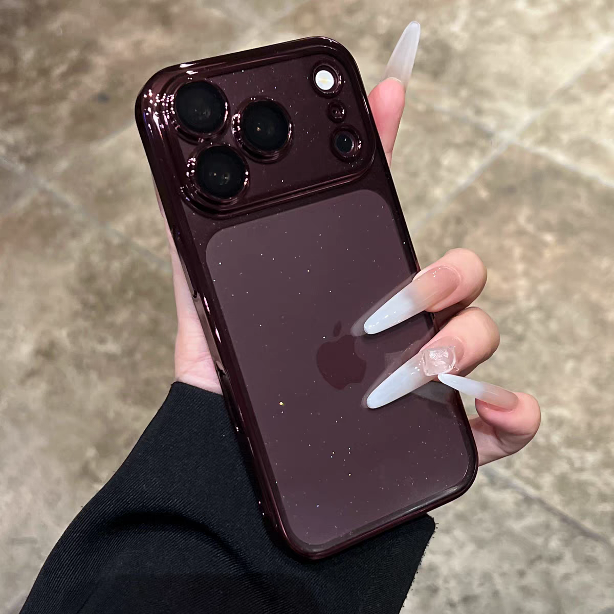 Ultra Slim Glitter Clear Phone Case With Lens Guard