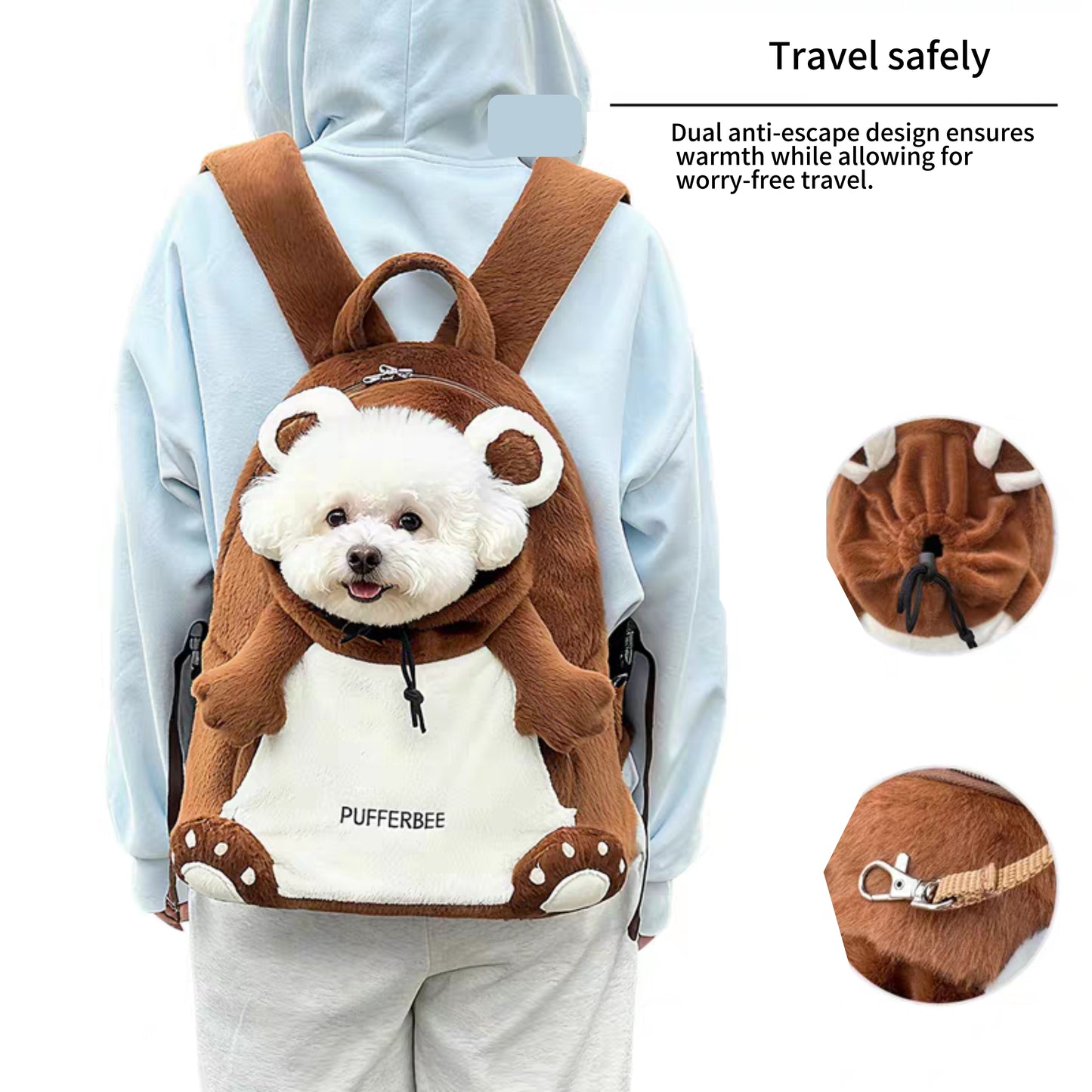 Bear shape Plush Backpack for cats and dogs