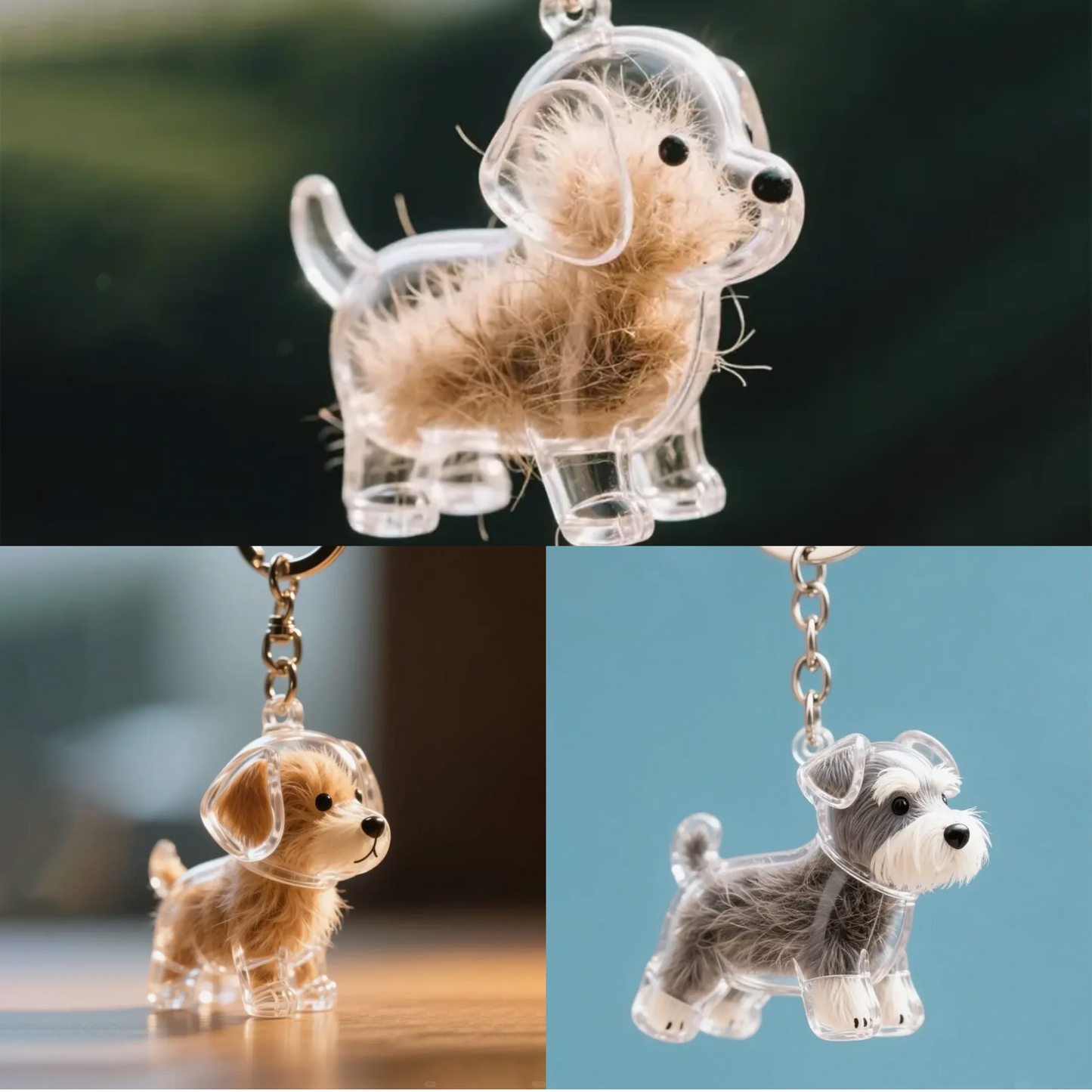2 Pcs Dog Hair Storage Pendant Keychain