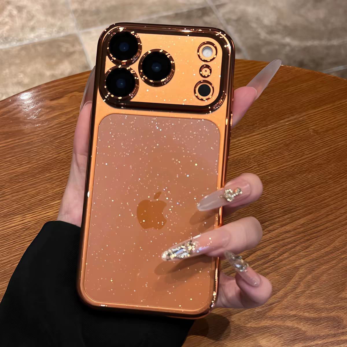 Ultra Slim Glitter Clear Phone Case With Lens Guard