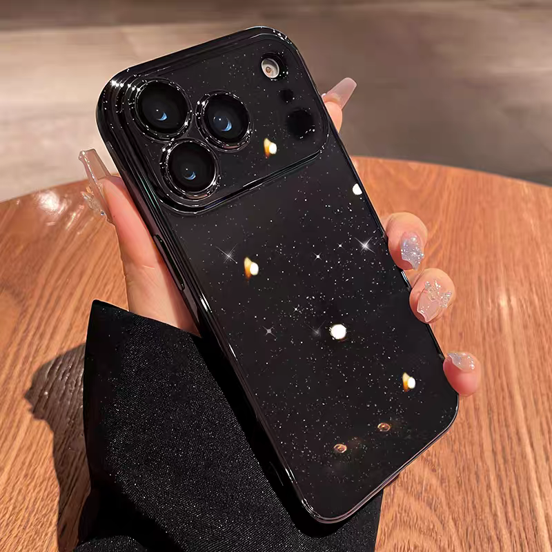 Ultra Slim Glitter Clear Phone Case With Lens Guard