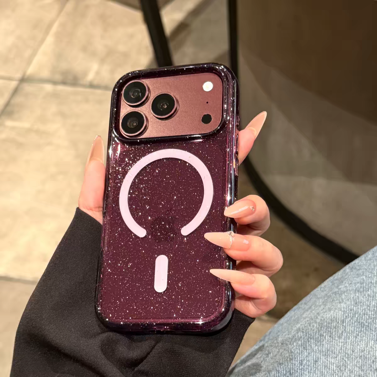 Clear Glitter Silicone MagSafe iPhone Case Shockproof