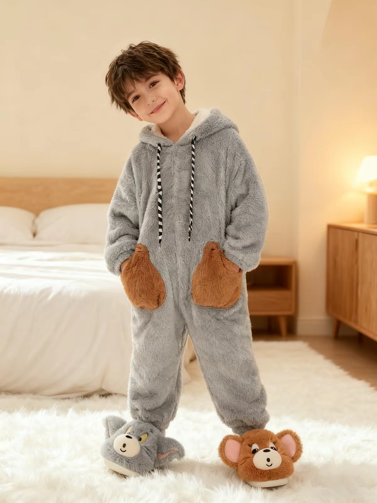 Men & Women Fuzzy Cartoon Slippers – Warm Non-Slip Cotton