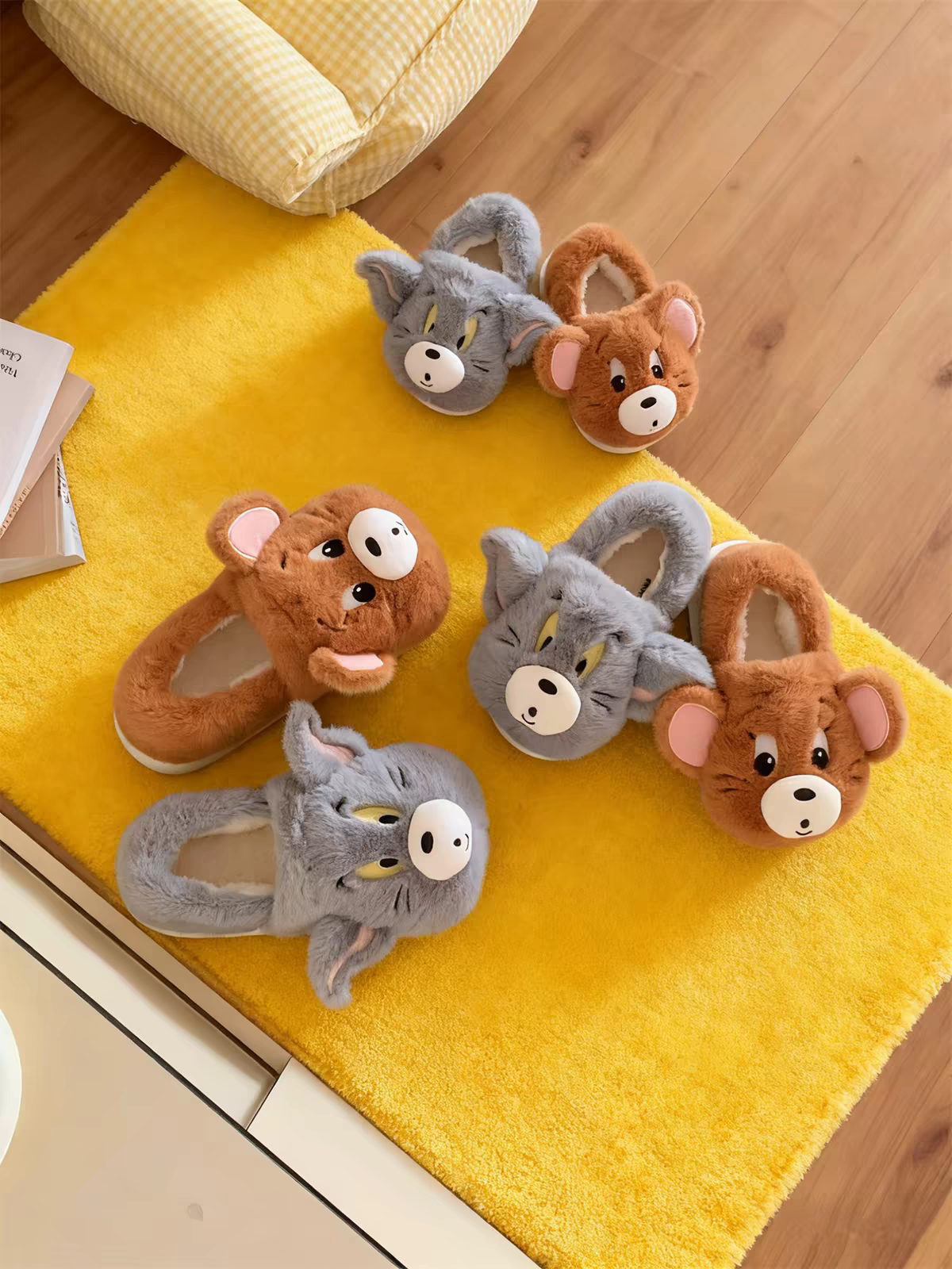 Men & Women Fuzzy Cartoon Slippers – Warm Non-Slip Cotton